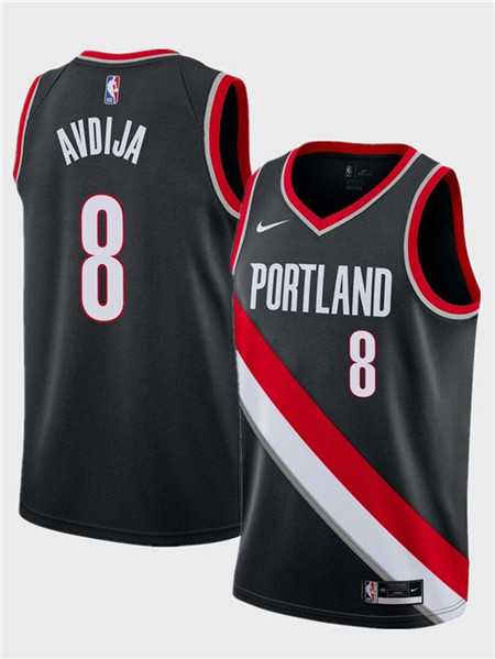 Mens Portland Trail Blazers #8 Deni Avdija Black Icon Edition Stitched Basketball Jersey Dzhi